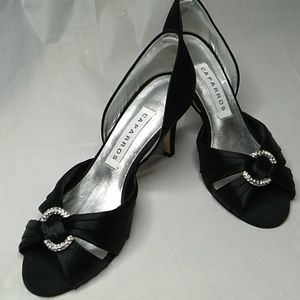 Capsrros formal heels black satin 6B